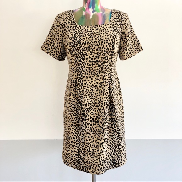 🐆VINTAGE 80s Leopard Print Cocktail Mini Dress - Picture 1 of 6